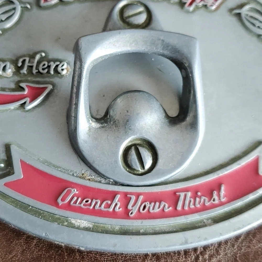 VINTAGE 90s BOTTOMS UP BELT BUCKLE WITH BOTTLE OPENER